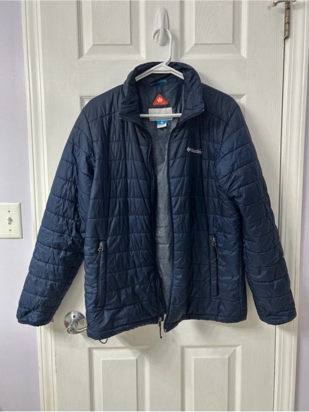 Columbia Men's Powder Lite II Omni-Heat Puffer Jacket in navy blue Size Medium